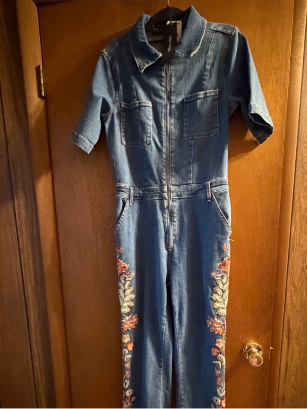 DRIFTWOOD Denim Blue Embroidered Jumpsuit